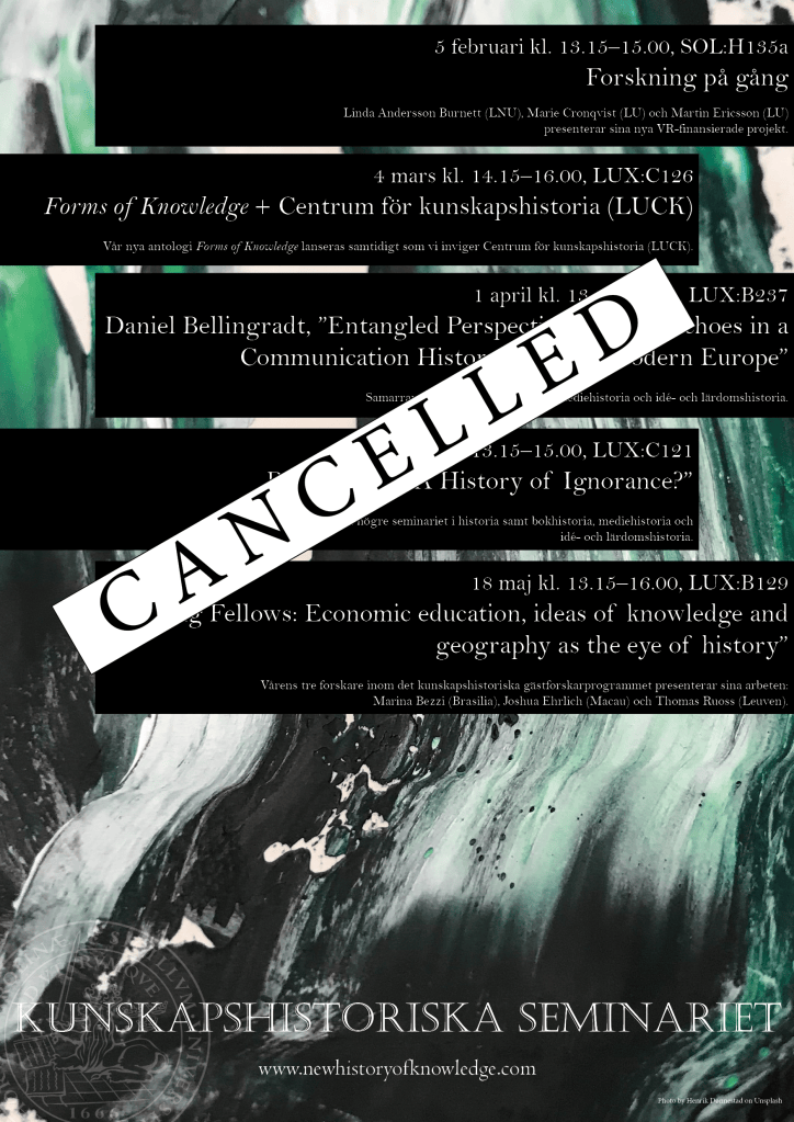 History of Knowledge seminar series spring 2020 – LUCK Lund Centre for ...