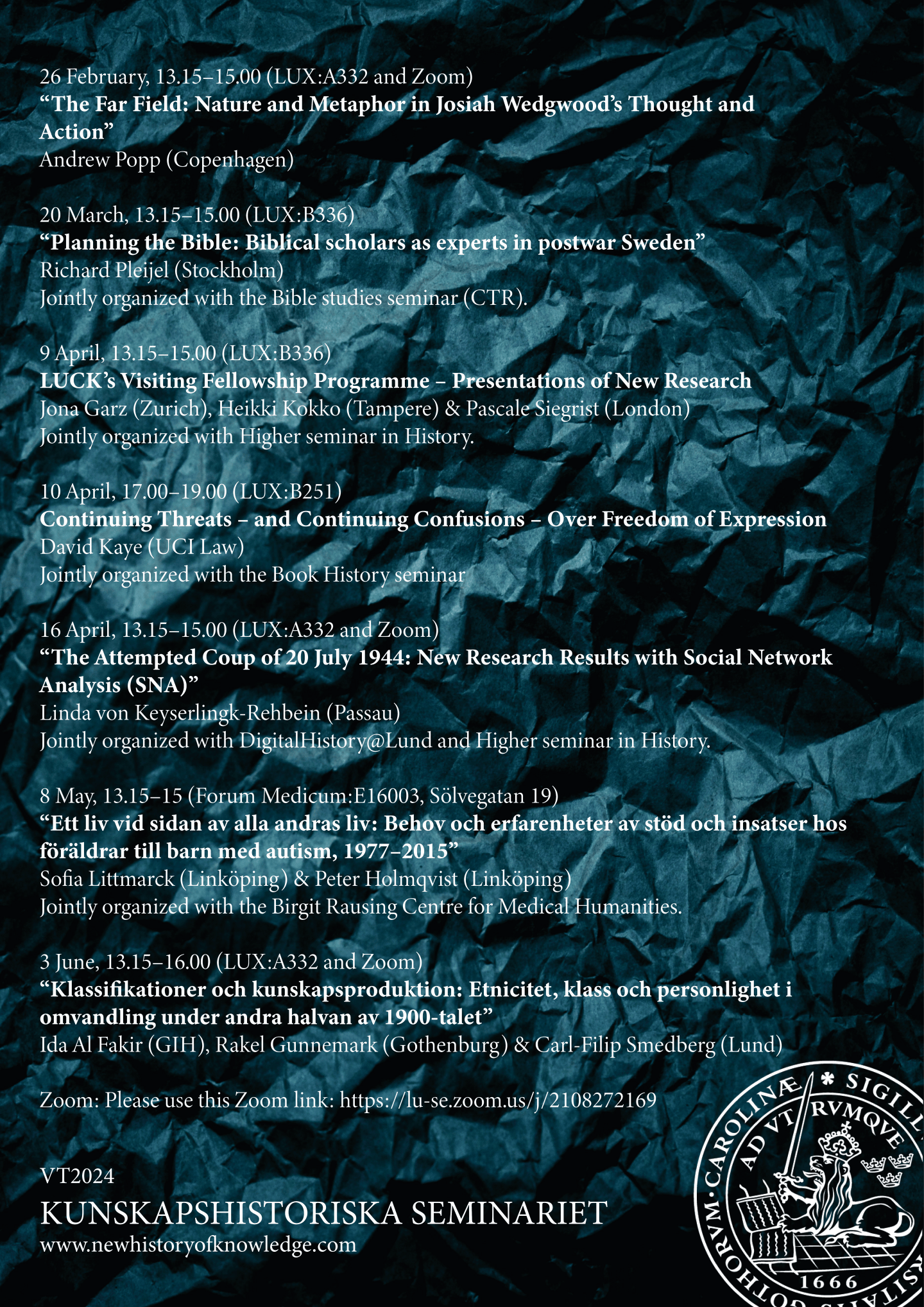 History of Knowledge Seminar series @LUCK – LUCK Lund Centre for the ...